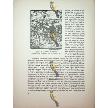 Queen Elizabeth 1st Hawking (Medieval Hunting Reverse), Book Illustration, 1942