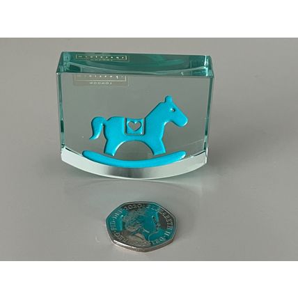 SPACEFORM GLASS TOKEN - BLUE ROCKING HORSE
