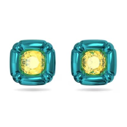 SWAROVSKI Blue & Yellow Dulcis Cushion Cut Crystal Stud Earrings BNIB (RARE)