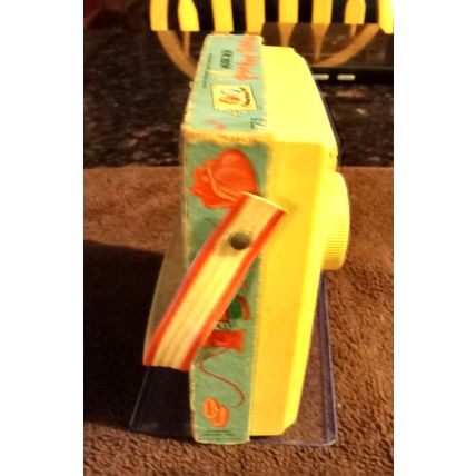 Old Vintage Fisher Price Pocket Radio Pop Goes The Weasel 6" Tall Working 1972