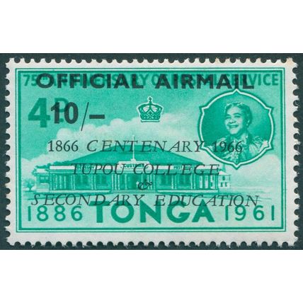 Tonga 1966 10s on 4d blue-green Official SGO19 unused