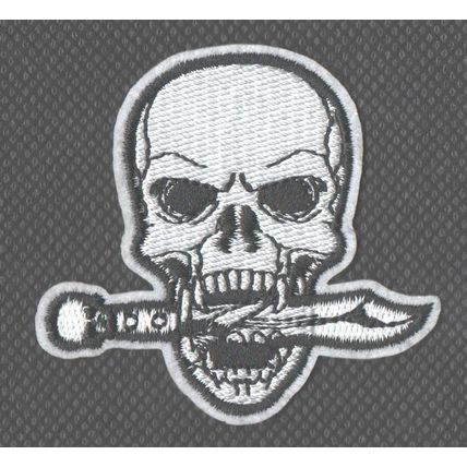 Small HEAD SKULL with KNIFE Embroidered Patch ~ Iron or Sew On ~ UK-POST FREE