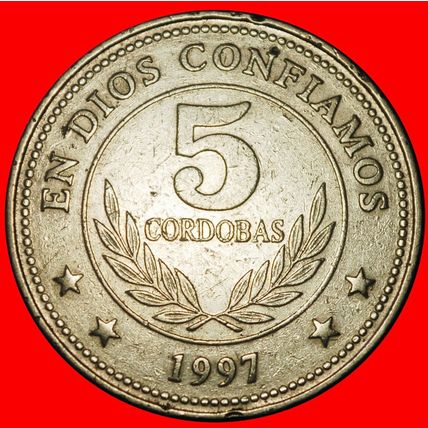 Ⰶ GERMANY (1997-2000): NICARAGUA ★ 5 CORDOBAS 1997 RAINBOW!★LOW START★NO RESERVE
