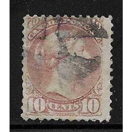 CANADA 1870 QV 10c LILAC-PINK USED SG89