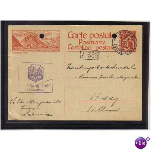 1928 SWITZERLAND GOSCHENENALP POSTCARD 20C ZUOS PMK