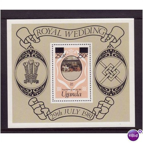 UGANDA 1981 ROYAL WEDDING SG MS 344b 250/- OPT MIN SHEET U/M MINT
