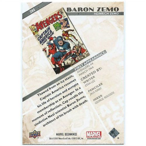 2012 Marvel Beginnings 2 - #201 - Baron Zemo