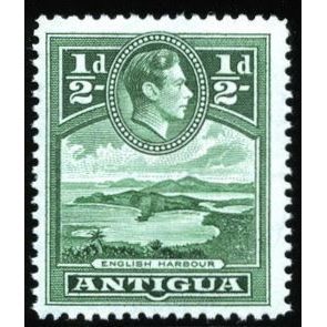 Antigua KGVI 1938 ½d Green English Harbour Mounted Mint MM SG 98 Sc 84 stamp