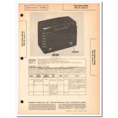 tele-tone model 148 5-tube am radio receiver sams photofact manual