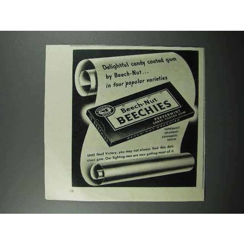 1945 Beech-Nut Beechies Gum Ad - Candy Coated