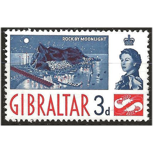 Gibraltar 1960 SG164 3d Deep Blue & Red-Orange Mounted Mint . ..
