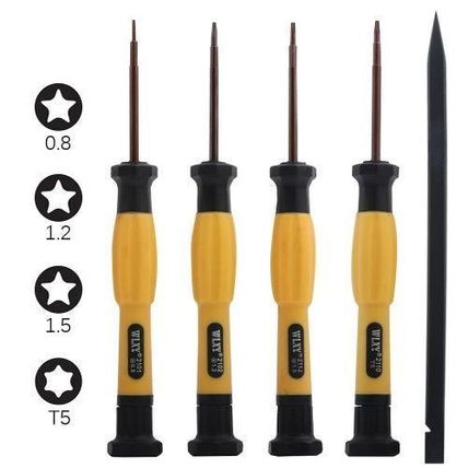 5 Pcs Laptop Repair Tool Kit - P2 0.8 mm, P5 1.2 mm, P6 1.5 mm Pentalobe Screwdr