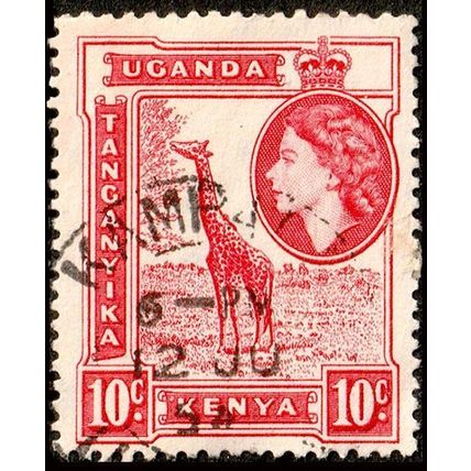 Kenya Uganda Tanganyika 1954 QE II and Giraffe 20c Used Stamp Tanzania
