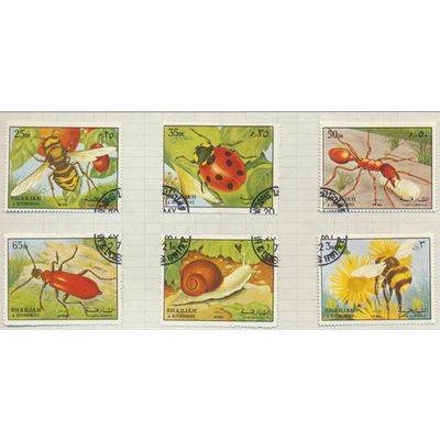 Sharjah & Dependencies Stamps, Insects & Snail, CTO, 6 Different