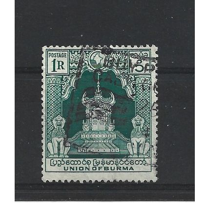 Burma.SG110 1r Lion Throne (Green).Fine Used.Jul25e