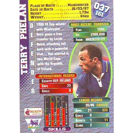 Merlin Premier Gold English Premier League 1996/97 Terry Phelan