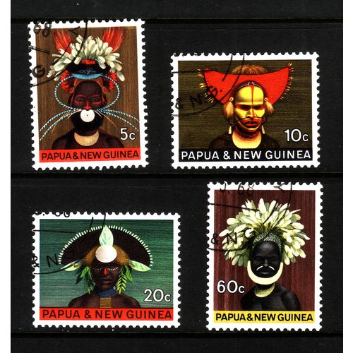 PAPUA NEW GUINEA 1968 HEAD DRESSES SG 125 / 128 SET 4 VALS FINE USED#2