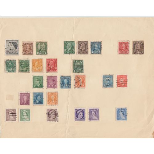 Canada page of 28 stamps includes George V to 5 cents blue & GVI to 8 cents