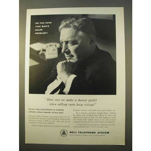 1963 Bell Telephone Ad - Selling Costs Keep Rising