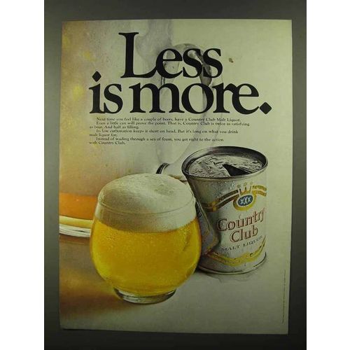 1968 Country Club Malt Liquor Ad - Less Is More