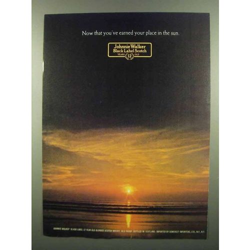 1974 Johnnie Walker Black Label Scotch Ad, Place in Sun