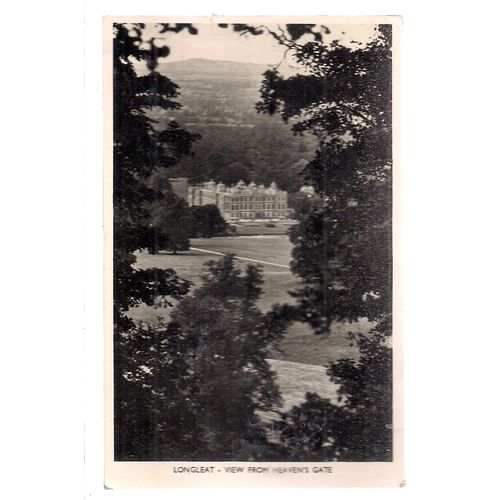 LONGLEAT from HEAVEN'S GATE, Warminster WILTSHIRE vintage used postcard c.1956 =