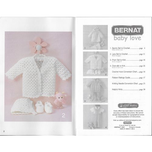 Bernat Baby Love 530109 Softee Baby Crochet & Knitting Booklet 4 patterns 2005