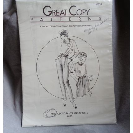Great Copy Patterns 630 Knit Pleated Pants Shorts XS S M L XL Sewing