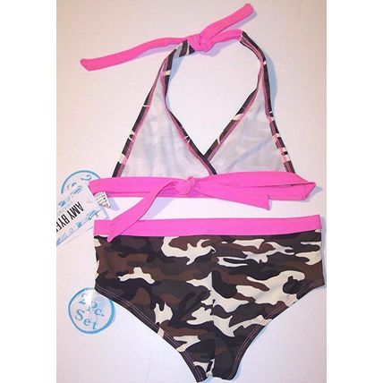 NWT Amy Byer Girl's 2 Pc. Camo & Hot Pink Bikini Swimsuit, 12