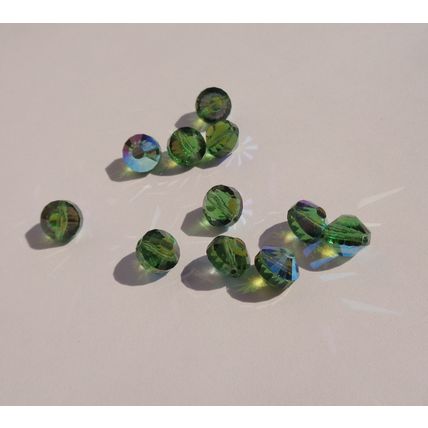 12 Vintage Swarovski 5101 8mm Green Tourmaline Crystal Beads Austria Faceted 110