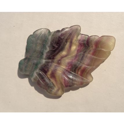 G Fluorite Leaf Gemstone Touch Stone 2.50 Inch Energy Work Pendant Inclusions