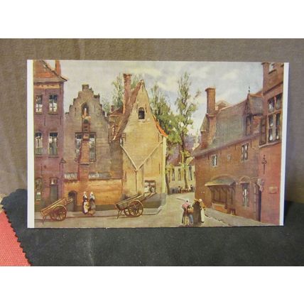 PLACE DES TANNEURS, BRUGES unused vintage postcard painting =