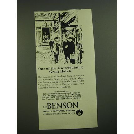 1968 The Benson Hotel Advertisement - One of the few remaining great hotels