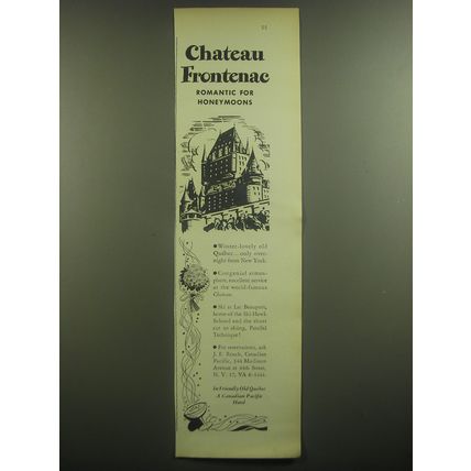 1946 Chateau Frontenac Resort Ad - Chateau Frontenac romantic for honeymoons