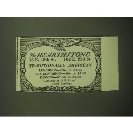 1947 The Hearthstone Restaurant, NYC Ad - Traditionally American