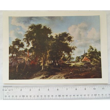 Plate of painting Entrance to a Village by Meindert Hobbema