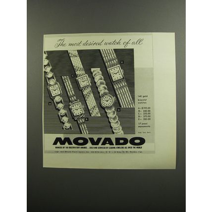 1953 Movado Watches Advertisement - The most desired watch of all