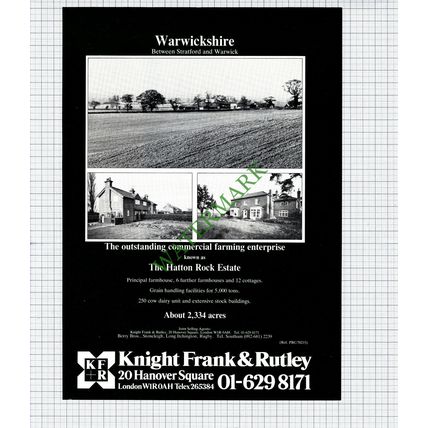 The Hatton Rock Estate Warwickshire Sale Advert - 1981 Cutting