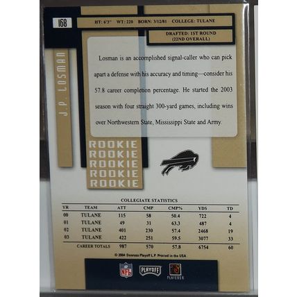 2004 Playoff Prestige J. P. LOSMAN (Buffalo Bills) Rookie Card #168