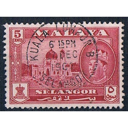 Selangor 1961 SG132 sel8 Mosque 5c Used Stamp