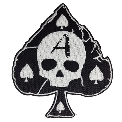 Ace of Spades Skull Iron On Patch Embroidered Sew Biker Punk 6.3 x 7.3 cm P443