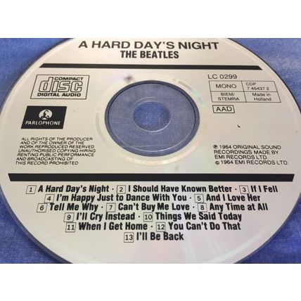 THE BEATLES ~ A HARD DAY'S NIGHT (13-Track CD of 1964 Album) Lennon & McCartney