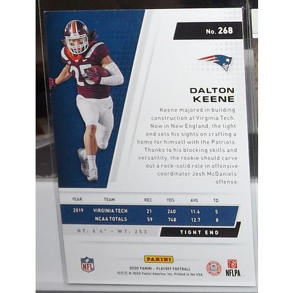 2020 Playoff DALTON KEENE (Patriots) Goal Line blue parallel Rookie Card #268