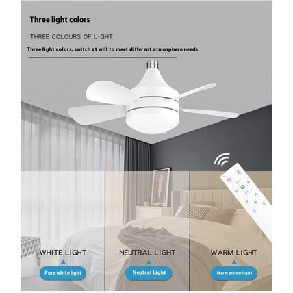 LED Straight Leaf Fan Lamp E27 Screw Detachable Fan Blade Bedroom Three-color Di