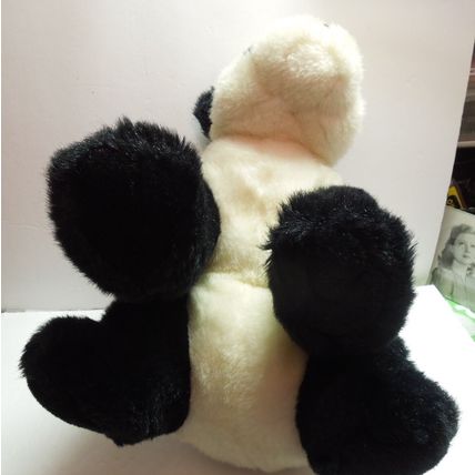 Vintage Gund Panda Bear 11" Plush Stuffed Animal Sitting Black Tail