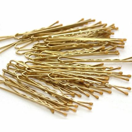 24x BLONDE BOBBY PINS Medium 5cm Long Granny Kirby Wavy Hair Slides Grips Clips