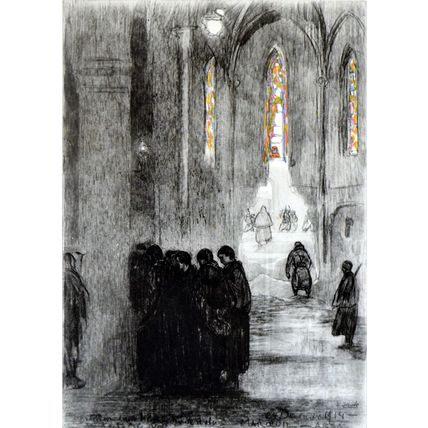 OPEN CHURCH (L’EGLISE OUVERTE) 1915 Paul Jouve FRANCE WORLD WAR I PRINT