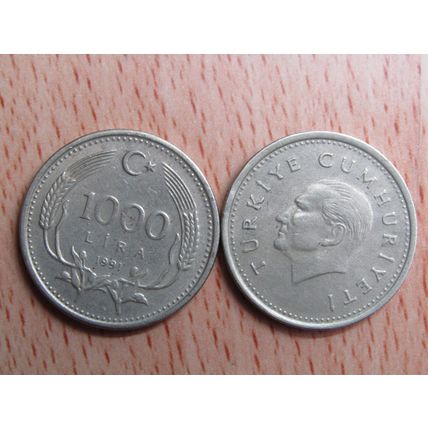 Turkey 1991 1000 Lira Coin