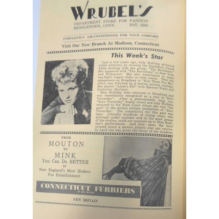 Judy Holiday in Dream Girl by Elmer Rice, Ivoryton Playhouse Program, 1951