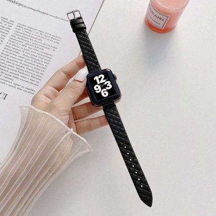 Checkered Leather Replacement Strap Watchband For Apple Watch Series, 7 41mm/6&S